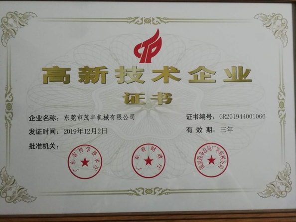 China DONGGUAN MAUFUNG MACHINERY CO.,LTD Certificaten
